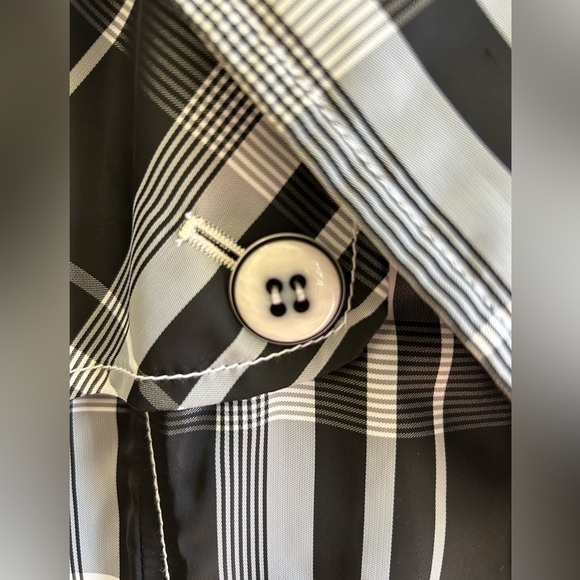 Espirit Black/White Plaid Trench Over Coat Womens Layering Classic Size XS - Picture 10 of 16